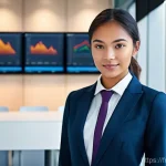 보험중개사 시험 이후 연봉 협상 전략 - **Prompt:** A vibrant, dynamic young insurance broker, impeccably dressed in a business suit (with a...