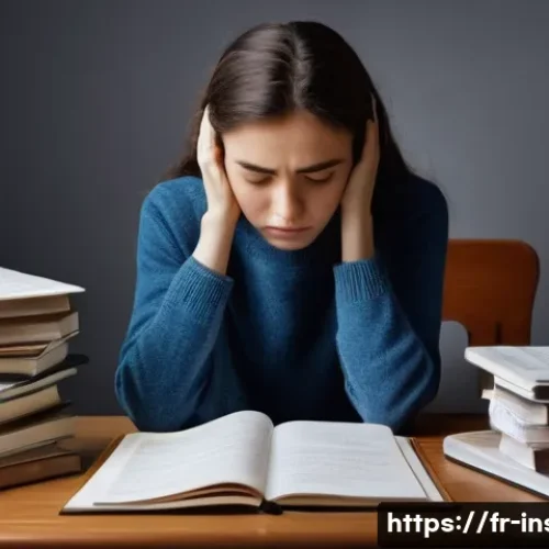 보험중개사 시험 실패 후 재도전 경험담 - **Prompt:** A young woman, appearing thoughtful and slightly dejected, sitting at a desk overflowing...